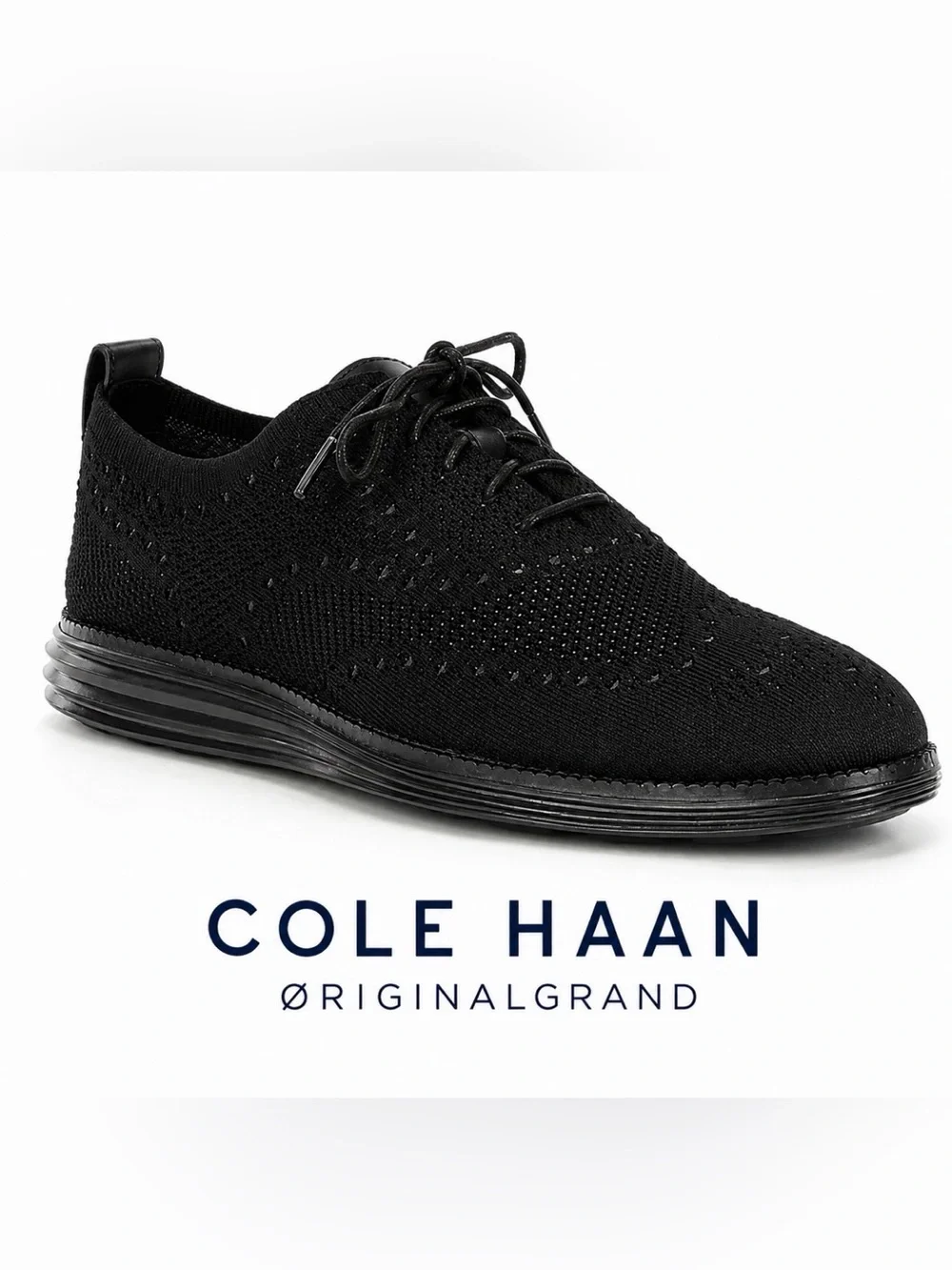 Cole Haan Original Grand Wingtip Oxford Black Stitchlite Men’s 9.5 COMFORT Soft